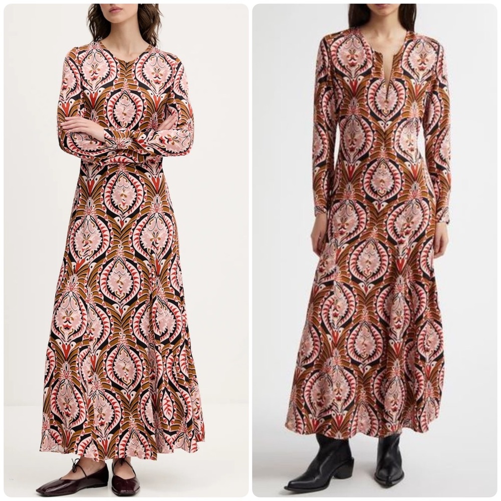FARM Rio Pineapple Jewelry Long Sleeve Maxi Dress Women’s Medium NWT - Picture 5 of 15